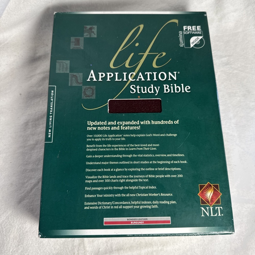 Life Application Study Bible NLT Bonded Leather Burgundy In Box Maps No Disc